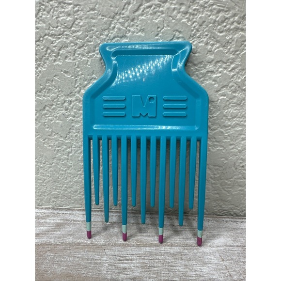 $28 🌙 Vtg MEBCO Volume Hair Pick Comb Twice Dipped Wide Tooth 80-90's Teal Pink - Picture 1 of 3